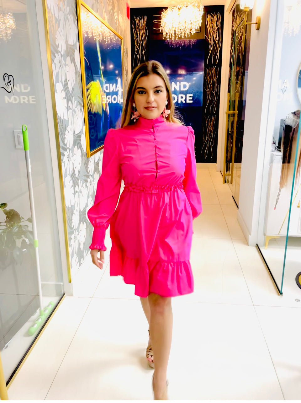 Haile pink long sleeve dress