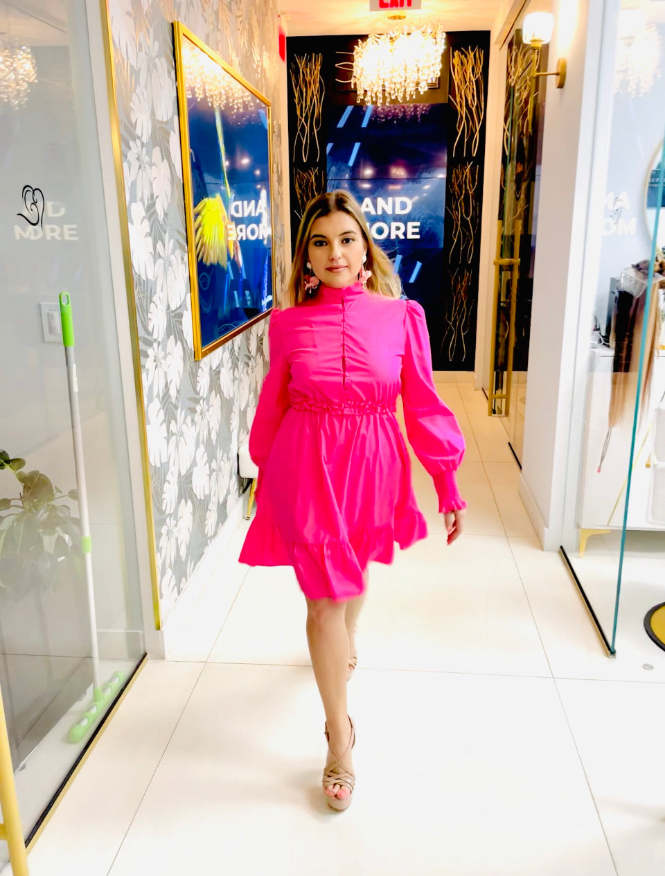 Haile pink long sleeve dress