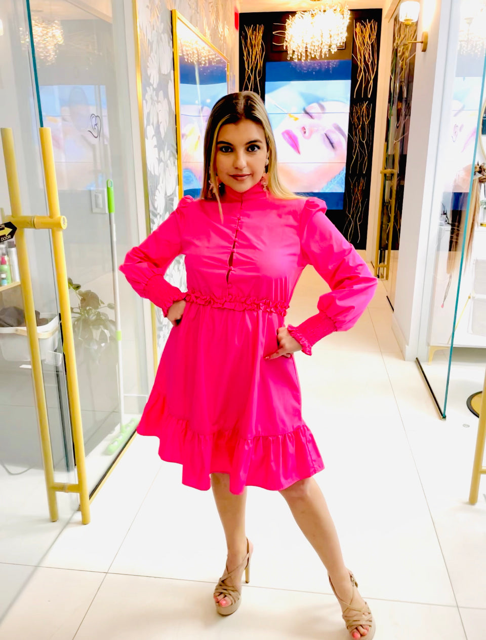 Haile pink long sleeve dress