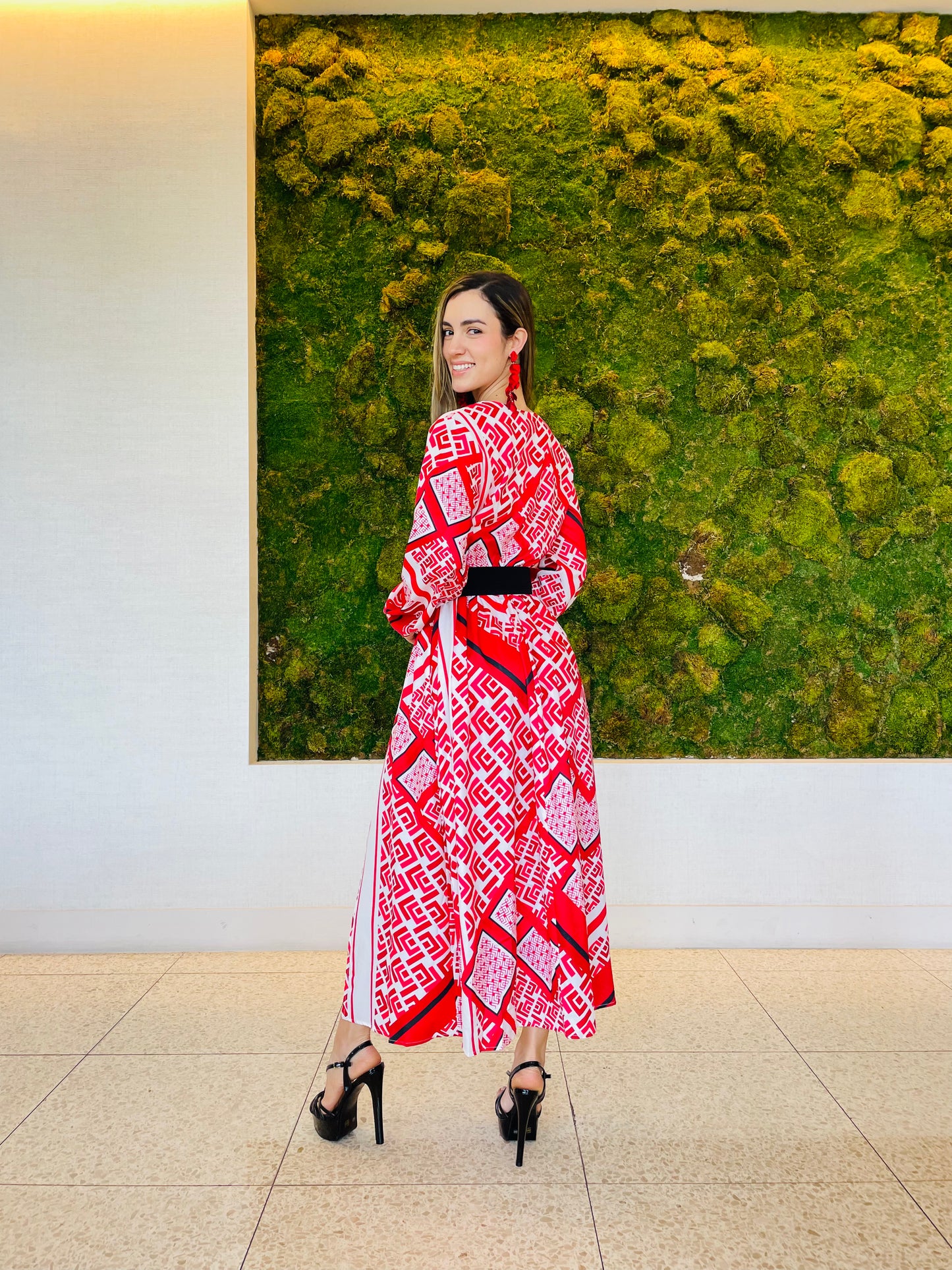 Marina maxi dress in red print