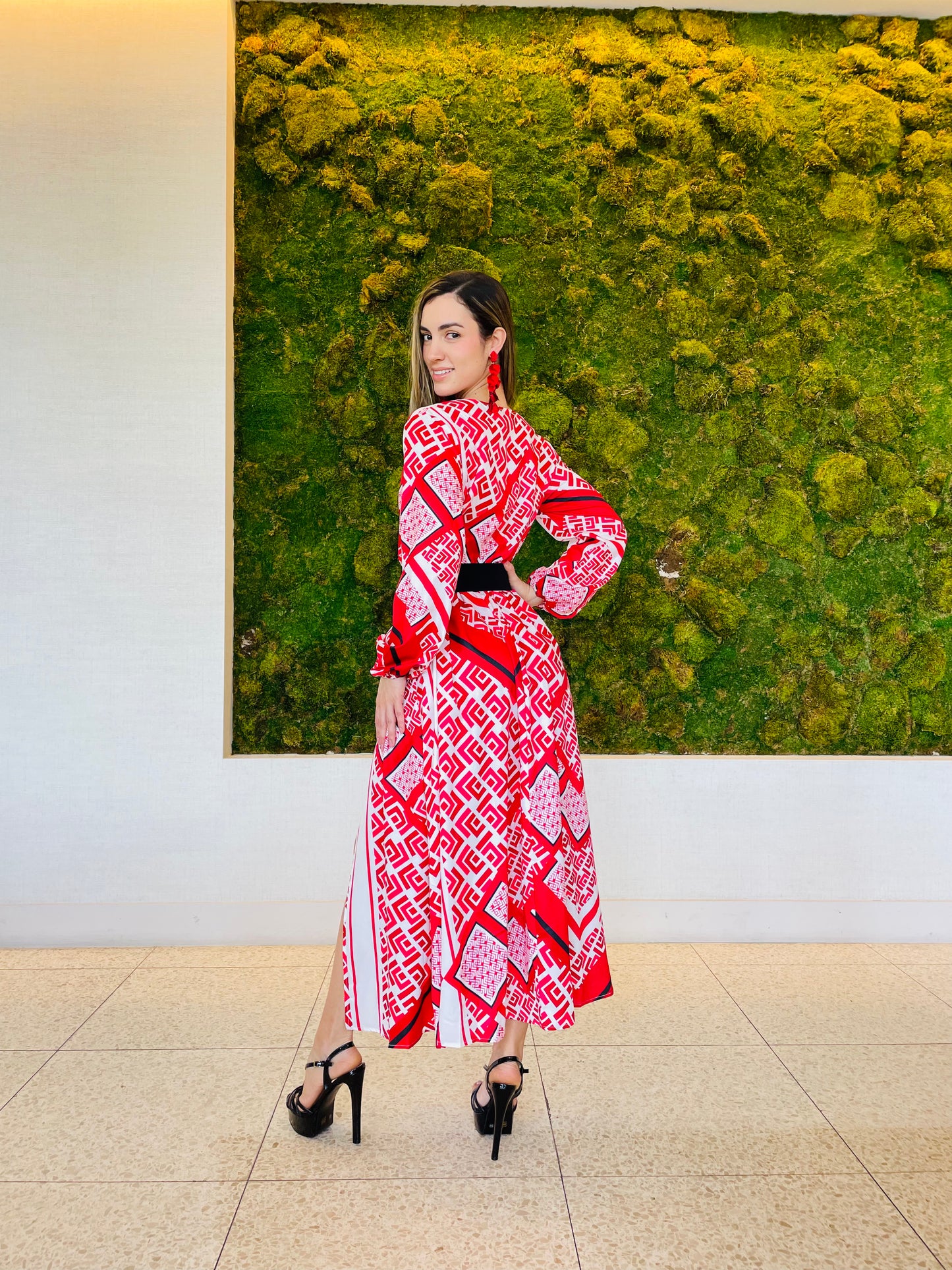 Marina maxi dress in red print