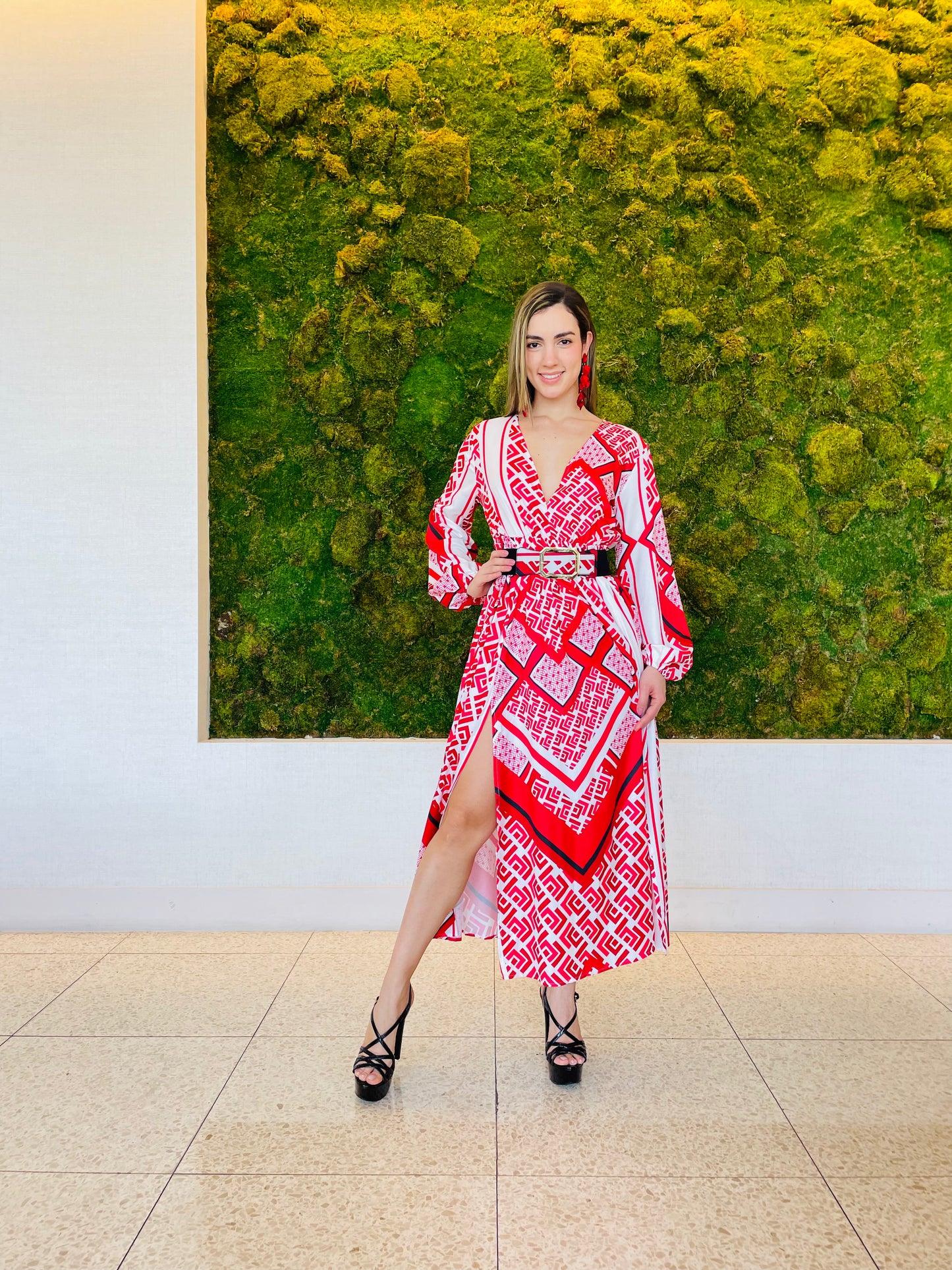 Marina maxi dress in red print