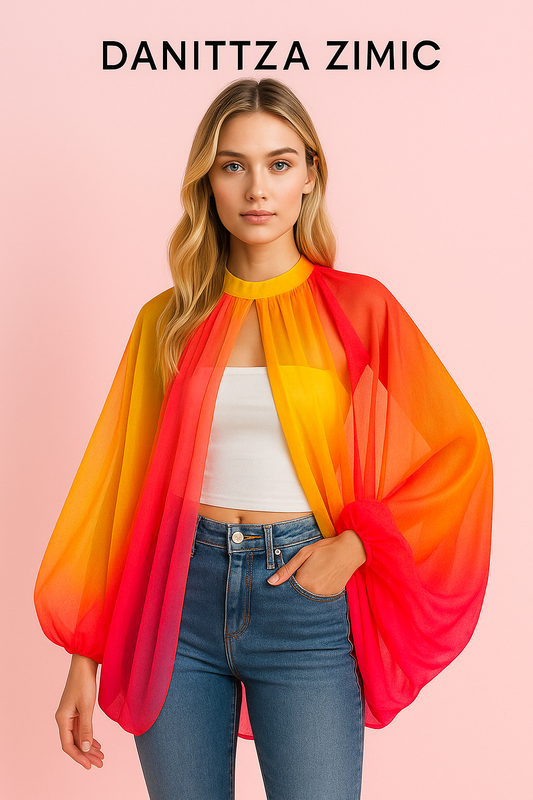 Shiloh chiffon ombre orange and yellow blouse