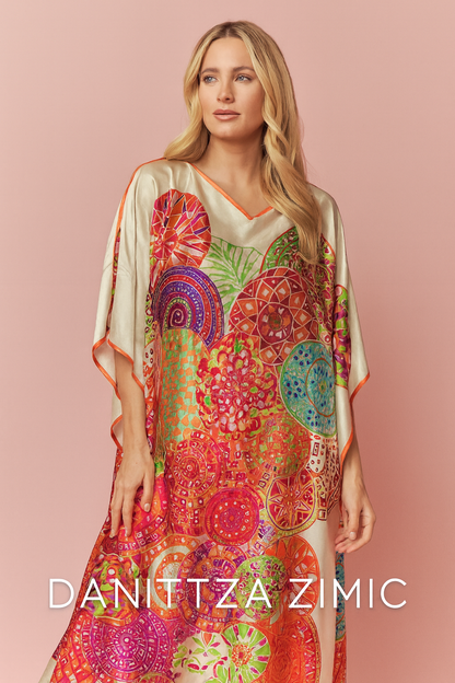 Seraphina kaftan in charmeuse print
