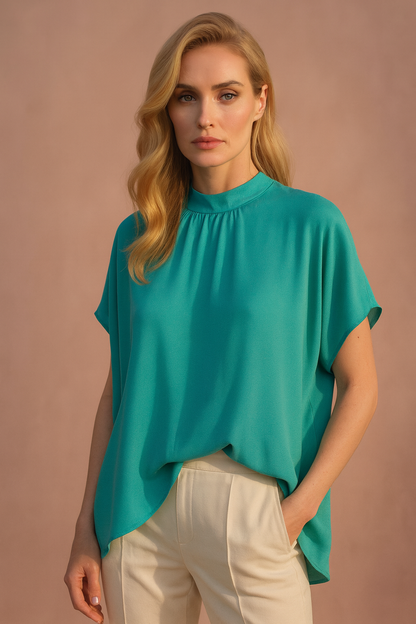 Jacinta green blouse with dolman sleeve