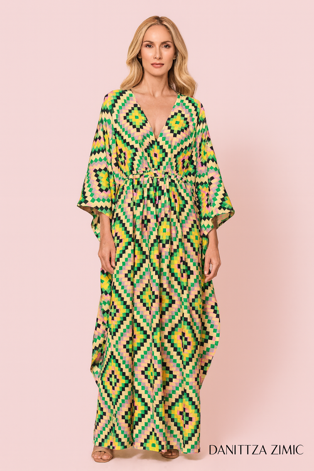 Isla green chevron kaftan