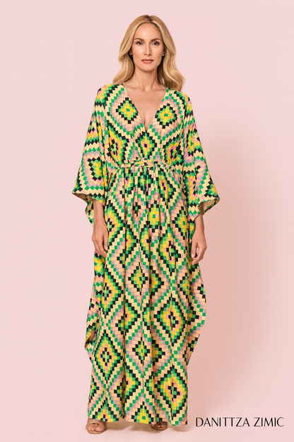 Isla green chevron kaftan