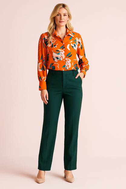 Thea orange print blouse