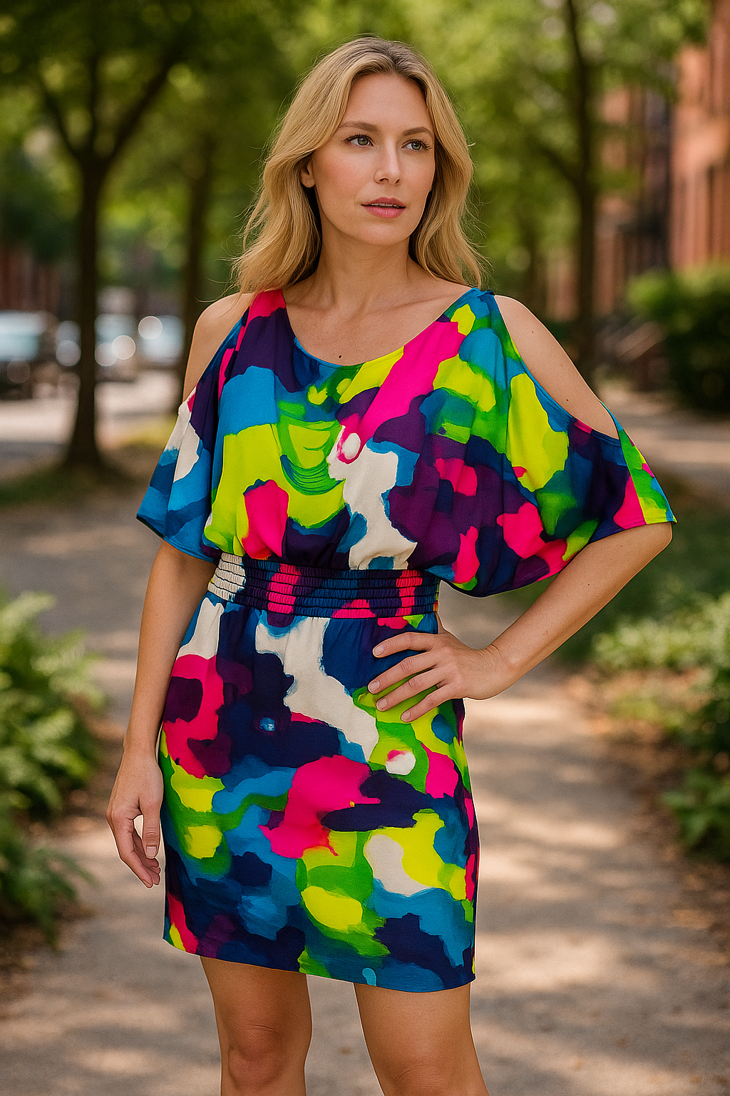Tabitha silk multi color charmeuse dress