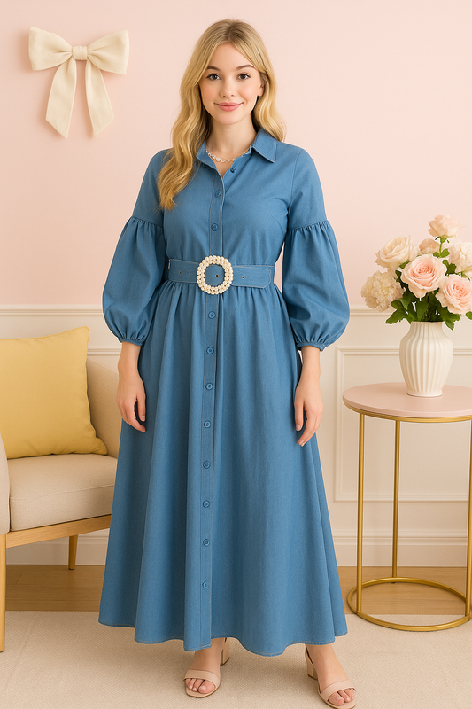 Marillyne Denim Maxi dress