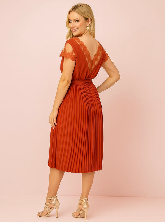 Yuli V neck dress in burnt orange