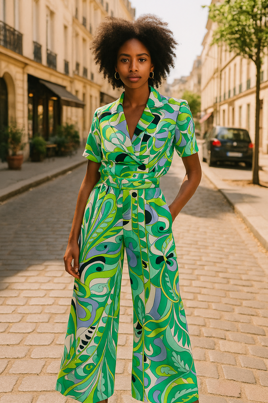 Miranda green gemoetric print pants