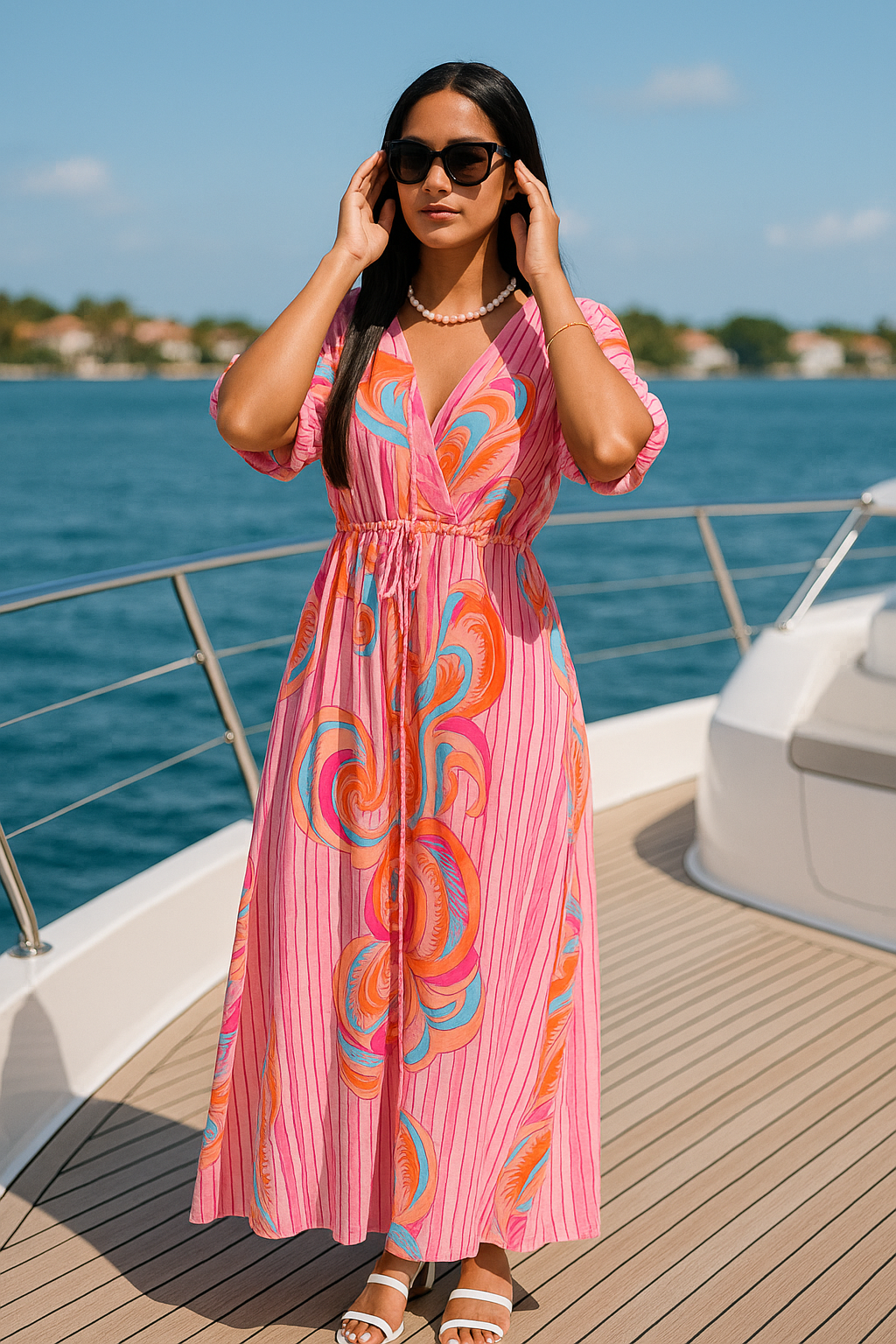 Tamara pink print dress in Pink