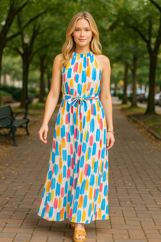 Gwendolyn blue colorful maxi dress