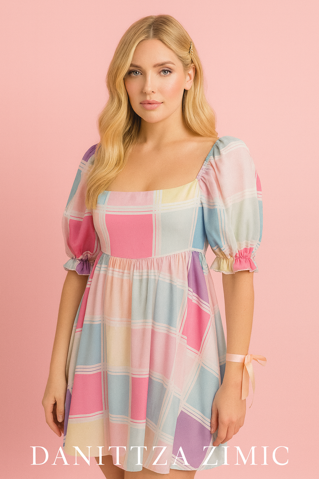 Rafaela dress in plain pastel print