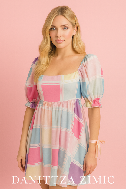 Rafaela dress in plain pastel print