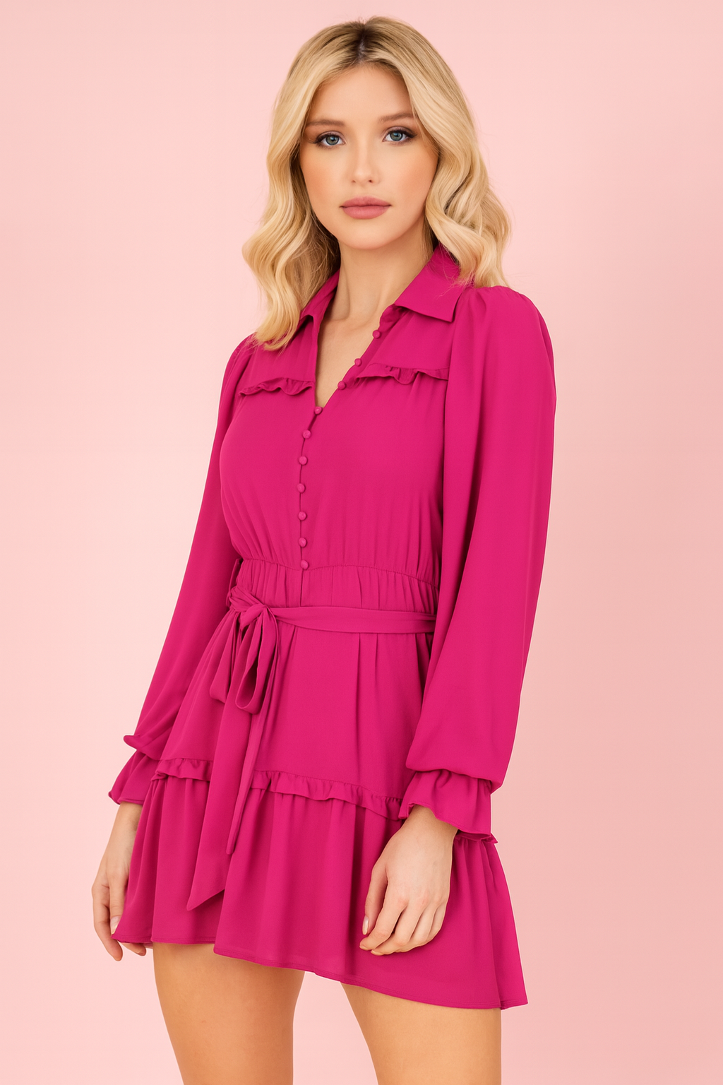Annabelle Magenta dress in chiffon