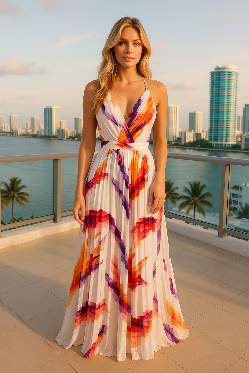 Anneleigh pleated floral maxi dress