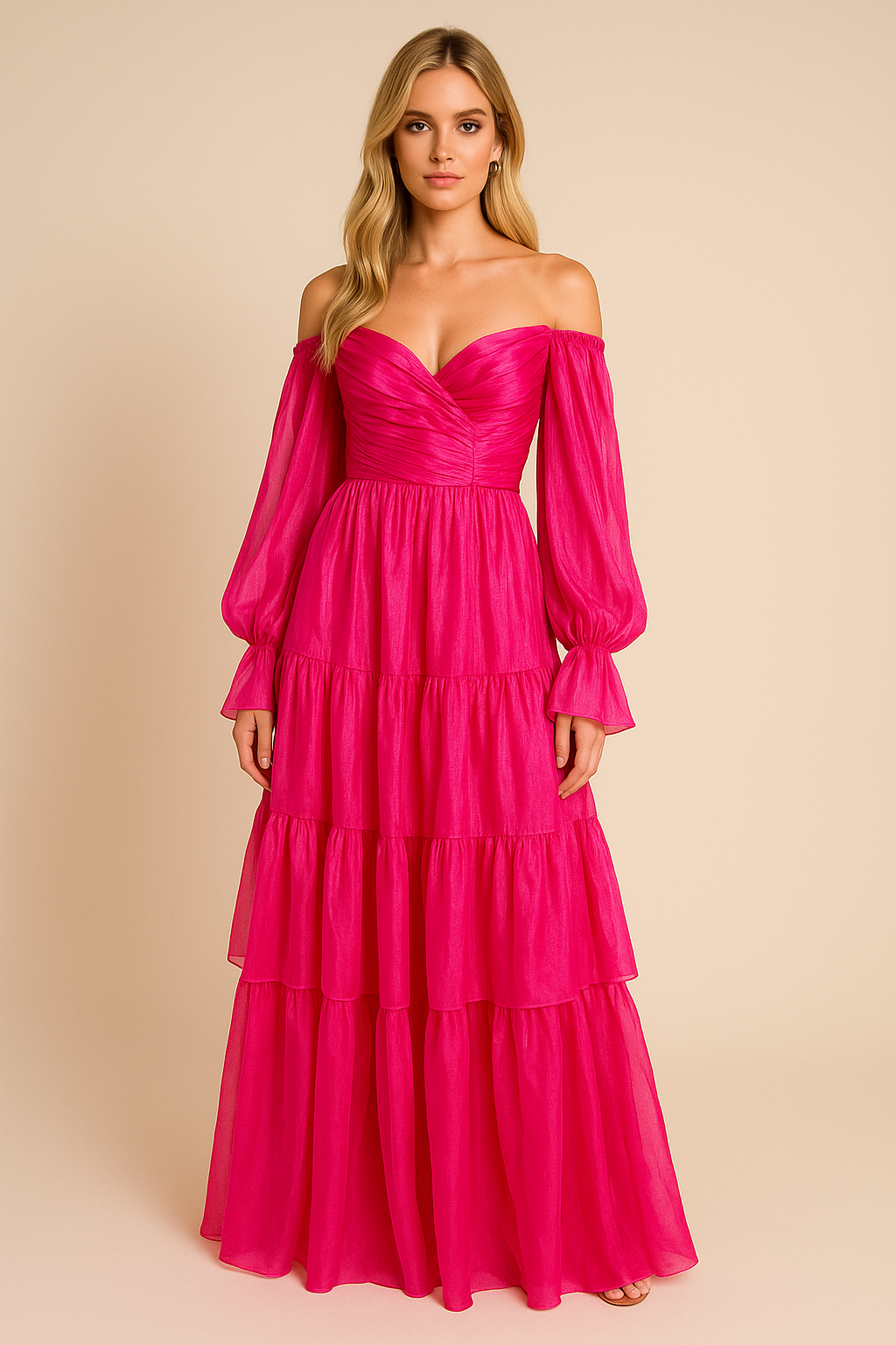 Adelina hot pink chiffon dress