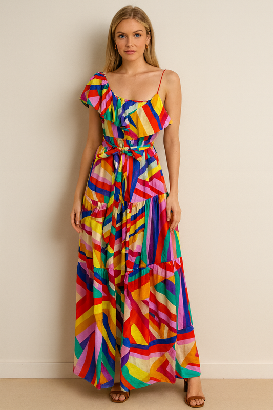 Harriet maxi dress in multi cotton blend print
