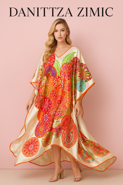 Seraphina kaftan in charmeuse print