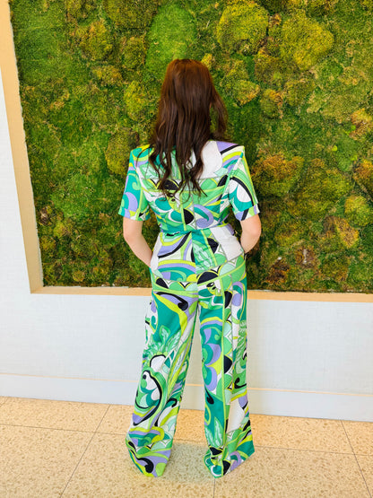 Miranda green gemoetric print pants