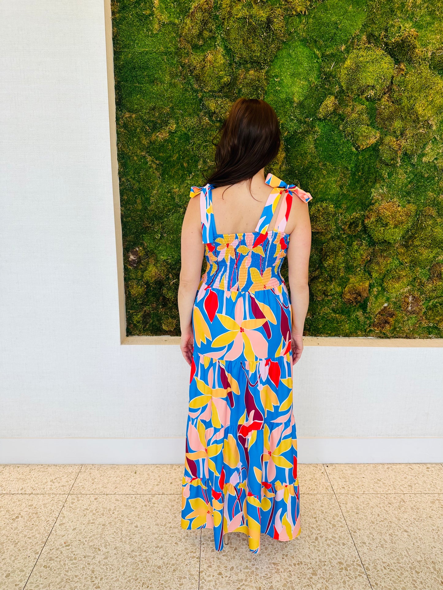 Kathy blue red and yellow maxi dress
