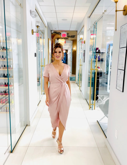 Carmella dress in midi nude