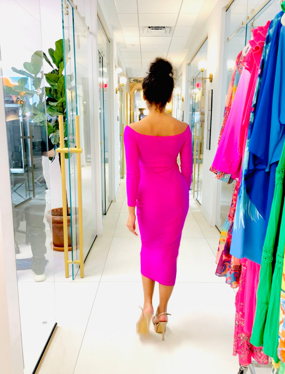 Alma pink midi dress