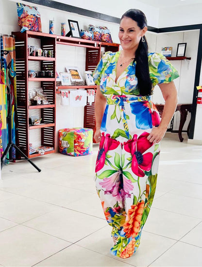 Pilar floral jumpsuit in big colorful print