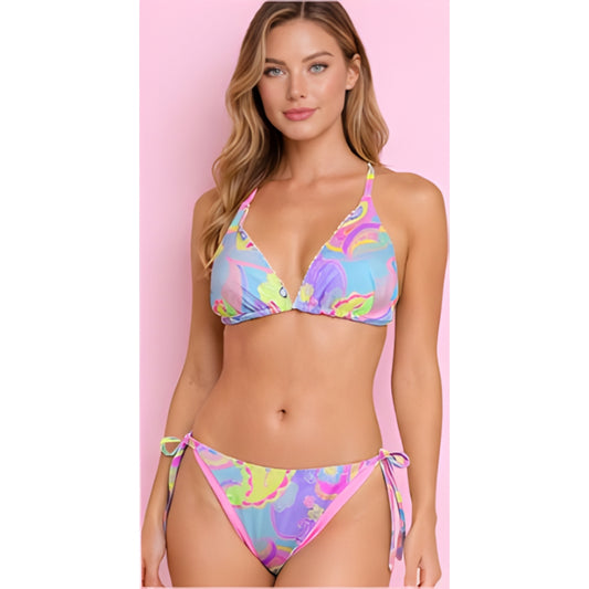 Emma Paisley & Solid Reversible Bikini Set