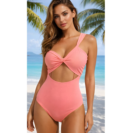 Gianella Peach-Orange One-Shoulder Cut-Out One-Piece Swimsuit