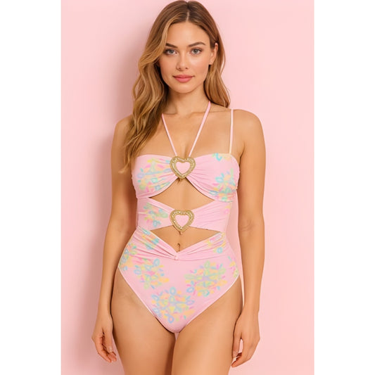 Paula Pastel Floral Cut-Out One-Piece Swimsuit